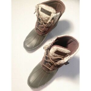 SPERRY Top-Sider Quarter Rain Boots Wool Rubber Wedge Lace up Brown 7M